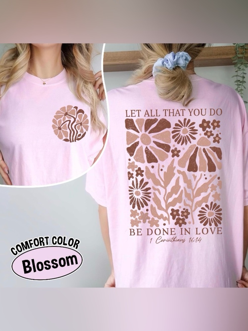 Let All That You Do Christian T-Shirt Floral Bible Verse, Boho Faith Graphic Tee